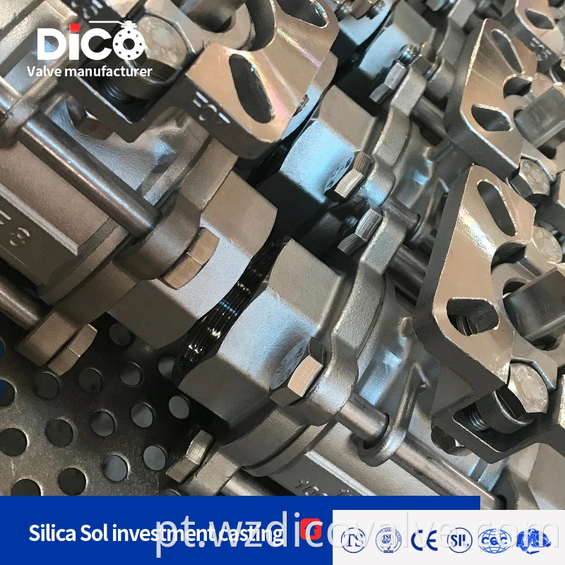 DICO Investment Casting Material de construção CF8/CF8M ISO5211 PAD 3PC Válvula de esfera flutuante industrial